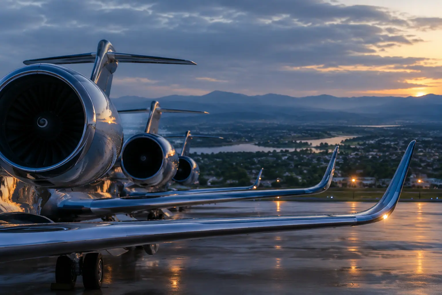 Business jets on the ramp
