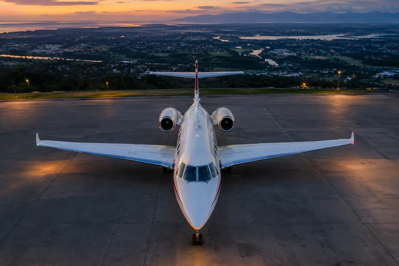 Midsize jet on the ramp